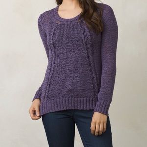 PrAna Monique sweater | stretchy purple cable knit